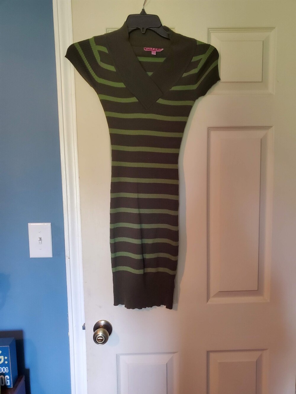 Green and Olive Striped Knit Dress